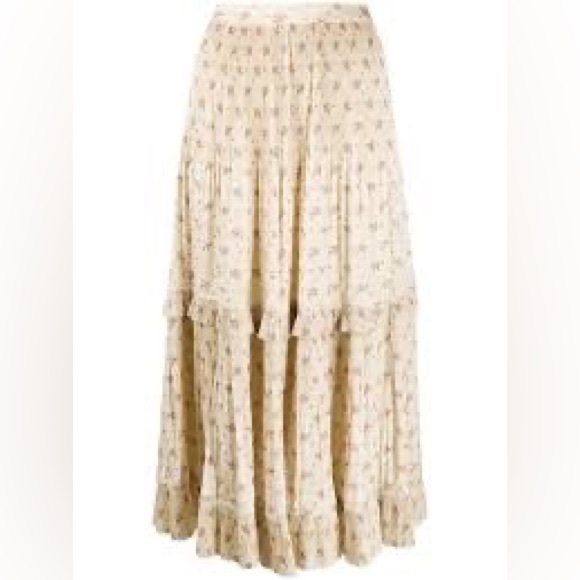 Polo Ralph Lauren Jaclyn Floral Belted Pleated Ruffled Maxi Skirt - Picture 8 of 9
